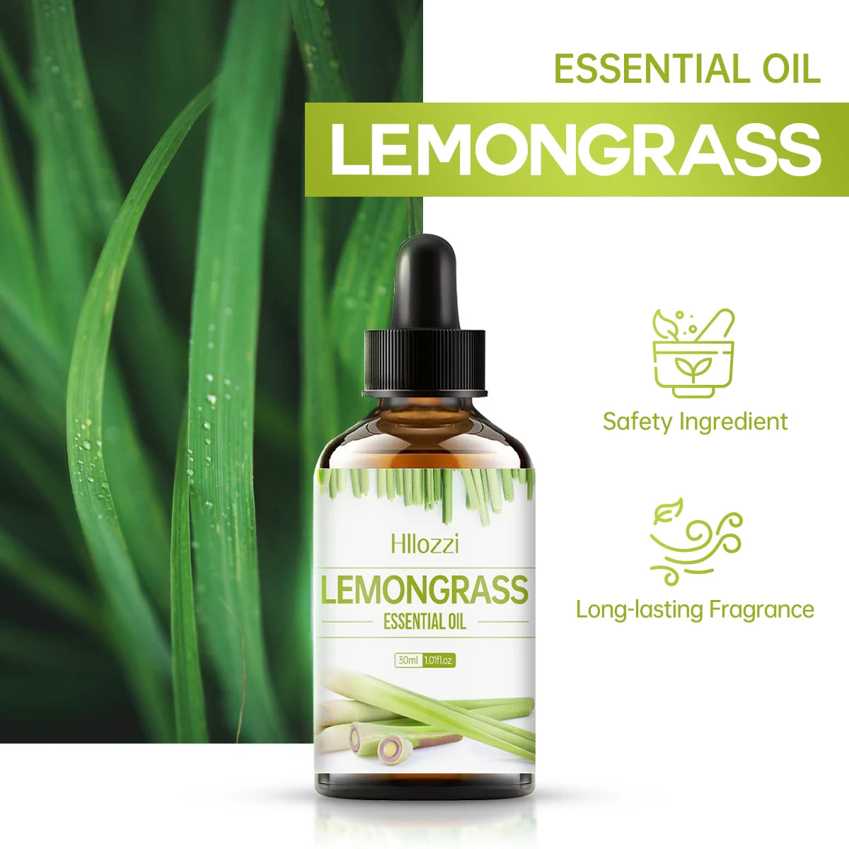 Lemongrass essential oil is suitable for various uses, fresh scent, humidifiers, candles, burners, aromatherapy