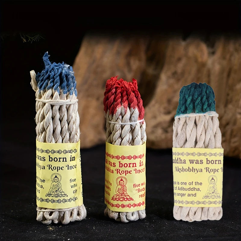 1 Bundle Handmade Traditional Nepal Rope Incense White Sage Cedar Aromatherapy Burning Rope Fragrance Yoga Meditation Sandalwood