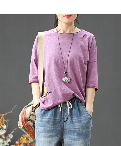 AmaxluluE Summer Fashion Ladies Elastic Elegant Jeans Womens Casual Floral Embroidery Denim Trousers Females Loose Harem Pants