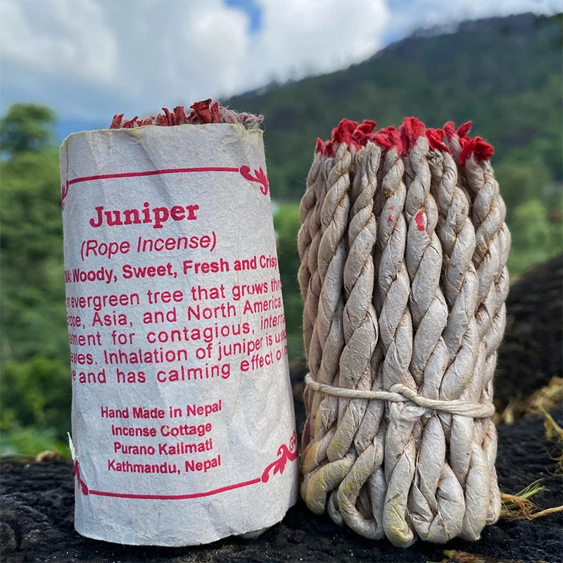 1 Bundle Handmade Traditional Nepal Rope Incense White Sage Cedar Aromatherapy Burning Rope Fragrance Yoga Meditation Sandalwood