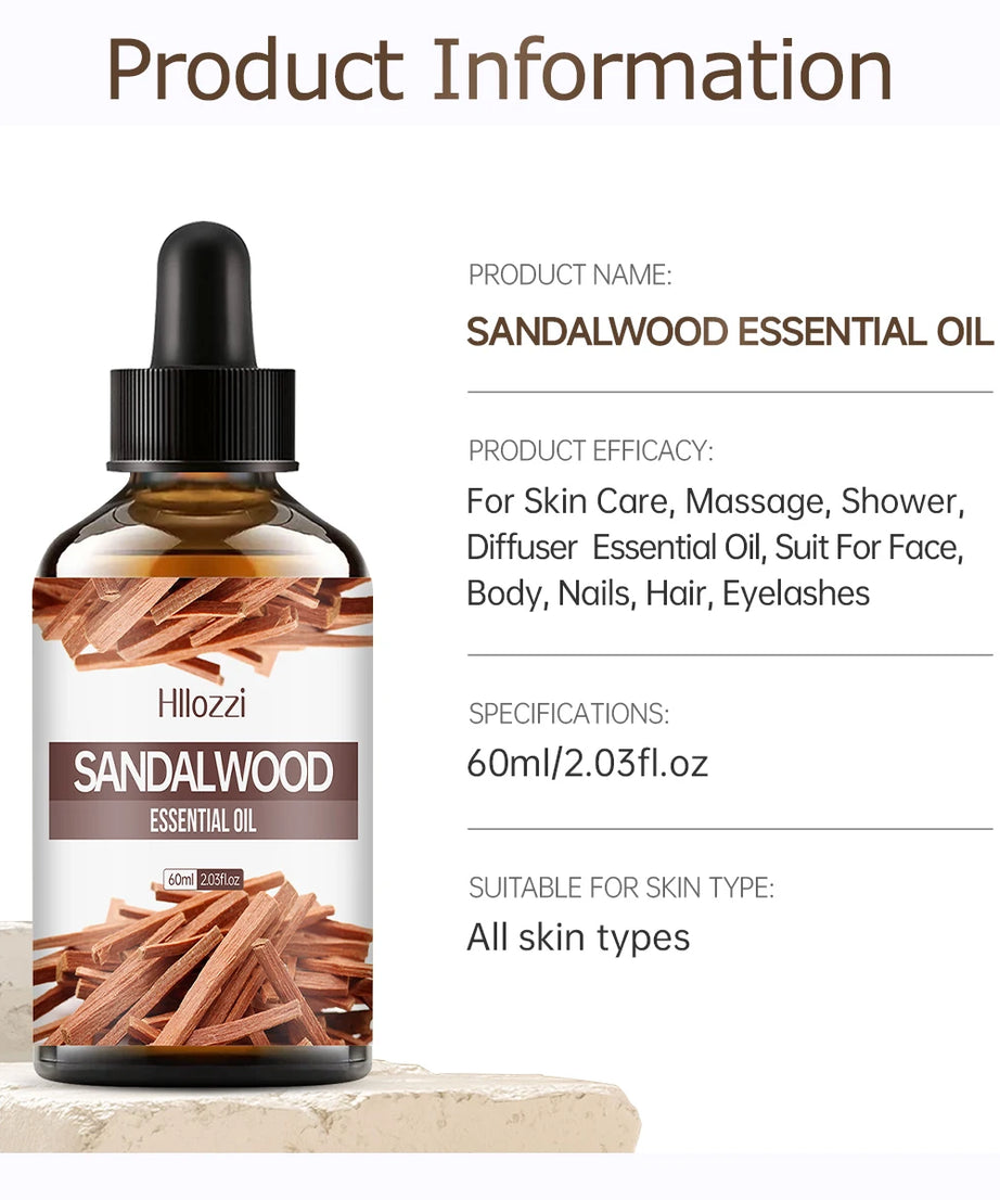 100ml/60ml/30ml Sandalwood Essential Oil for Candle Making Soap Making Diffusers Aromatherapy Fragrance Oil