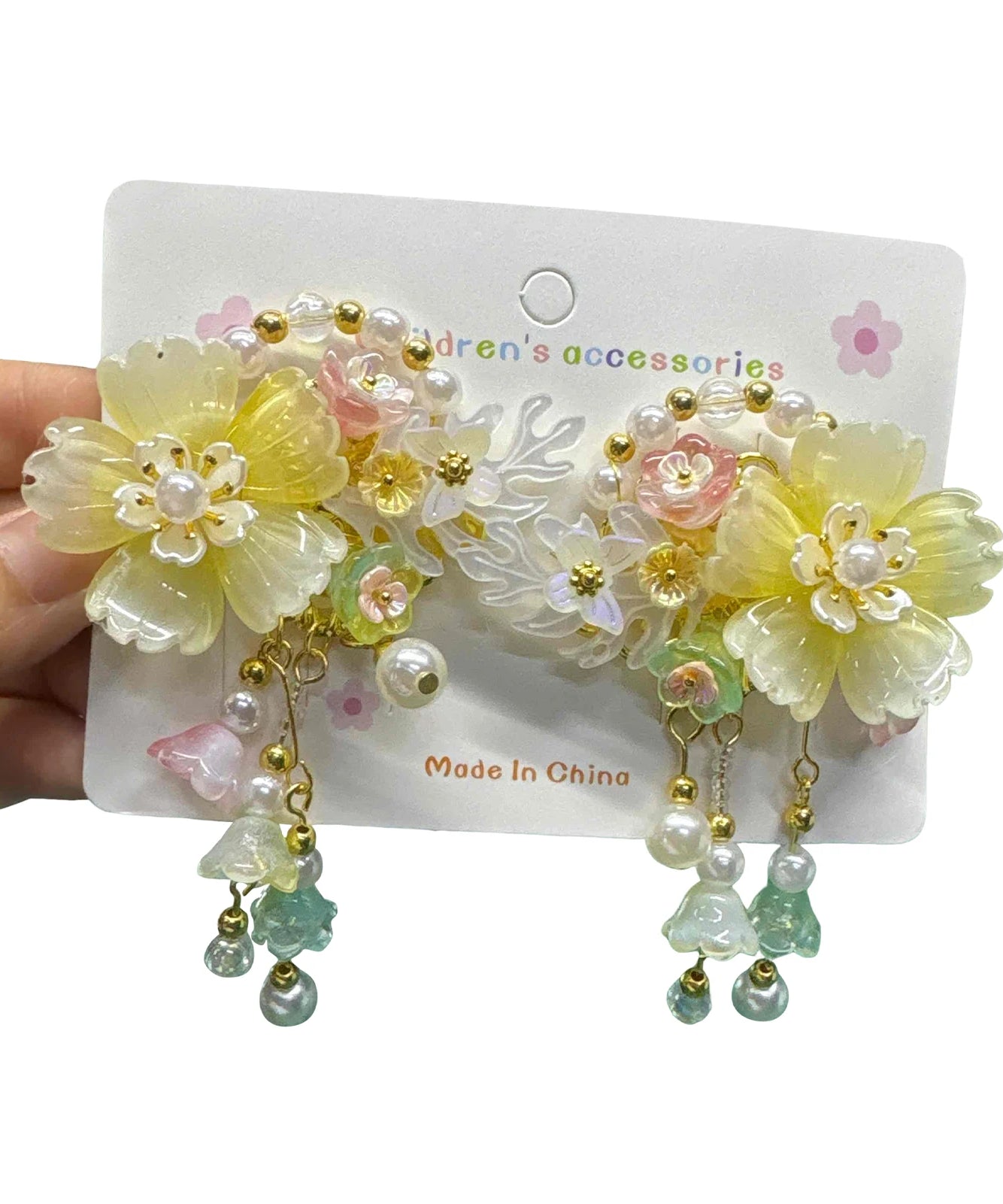 1 Pair Ancient Flowers Hair Pins Pink Resin Flower Hair Clips Crystal like Blossom Hairpins for Women Girls Hair Accessories