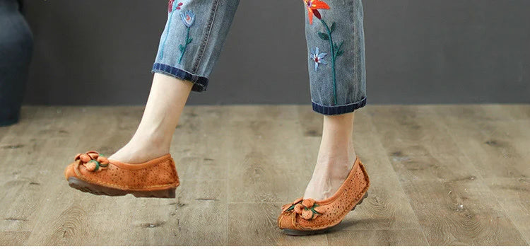 AmaxluluE Summer Fashion Ladies Elastic Elegant Jeans Womens Casual Floral Embroidery Denim Trousers Females Loose Harem Pants