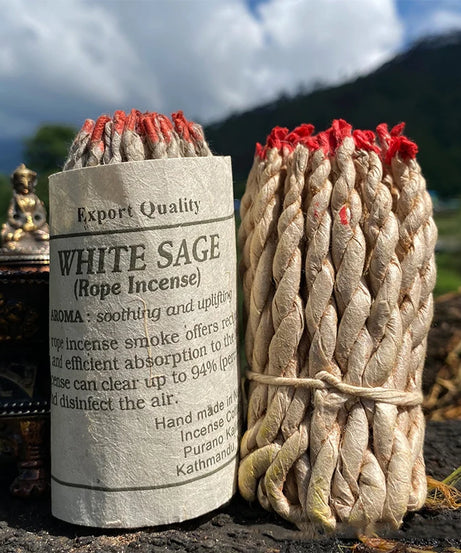 1 Bundle Handmade Traditional Nepal Rope Incense White Sage Cedar Aromatherapy Burning Rope Fragrance Yoga Meditation Sandalwood