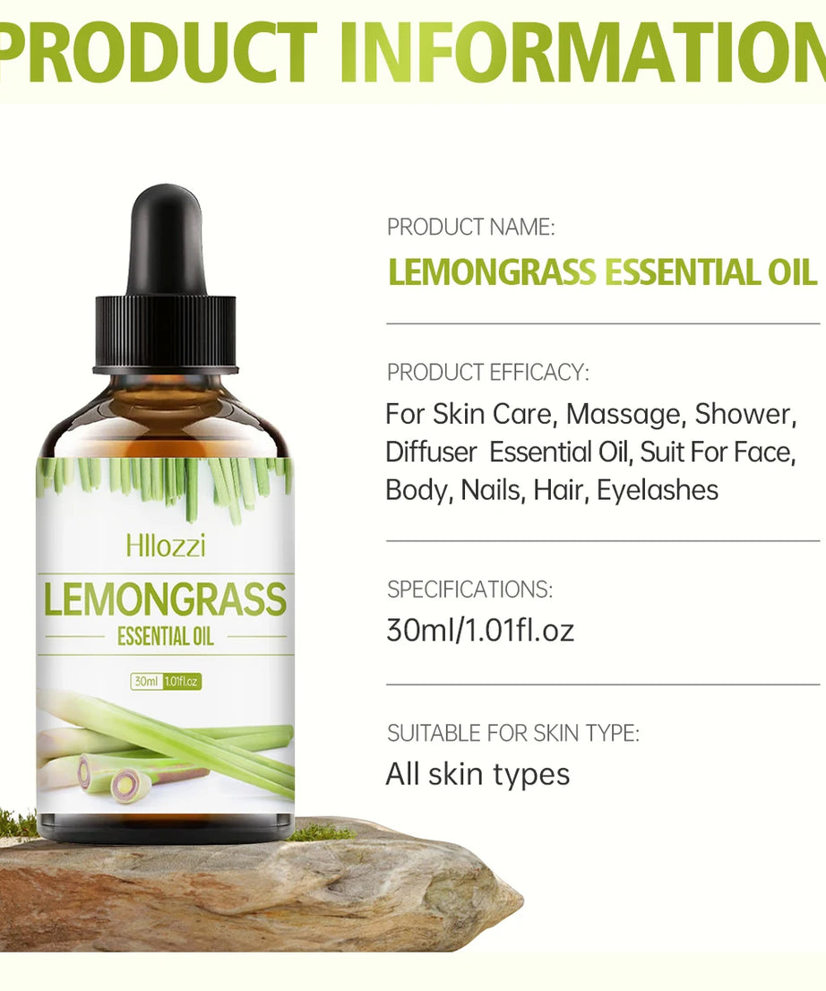 Lemongrass essential oil is suitable for various uses, fresh scent, humidifiers, candles, burners, aromatherapy