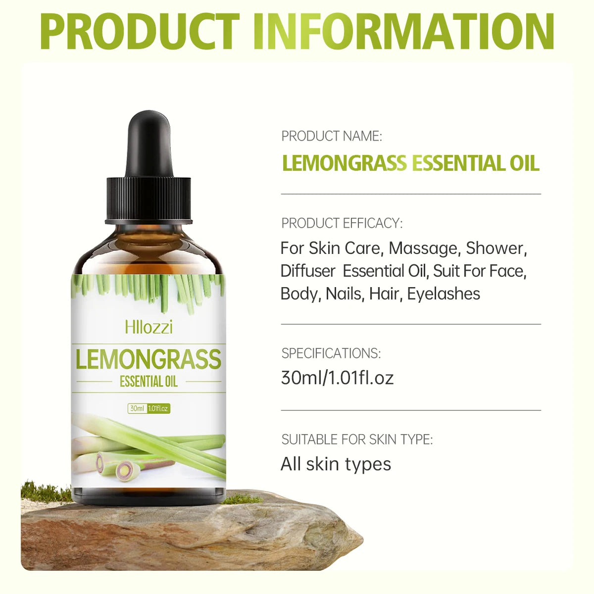 Lemongrass essential oil is suitable for various uses, fresh scent, humidifiers, candles, burners, aromatherapy