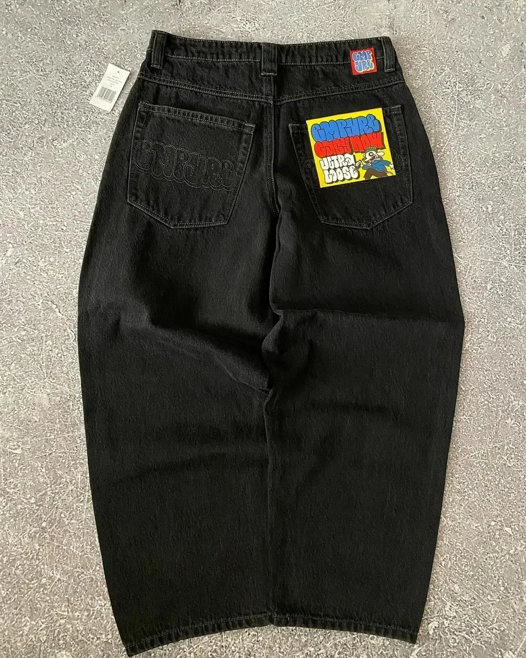 Y2K 2000s Cherry Blossom Pocket Embroidery Fashion Hip Hop Loose Men And Women Clothing Retro Casual Wide Leg Streetwear