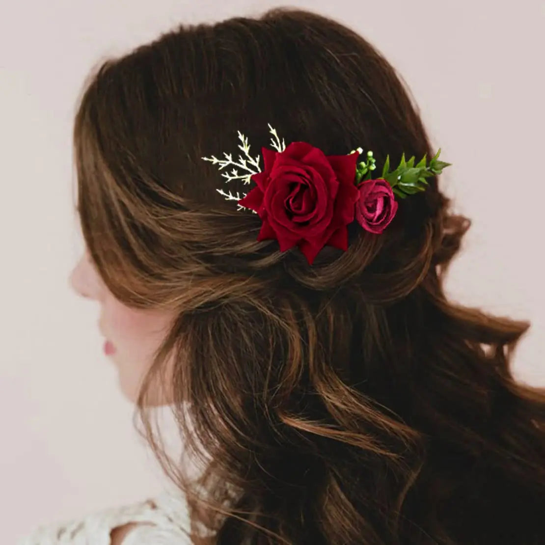 Handmade Velvet Rose Hair Comb Wedding Party Hair Accessory Bride Hairpiece artificial flower Rose Hairpin for Prom Banquet Even