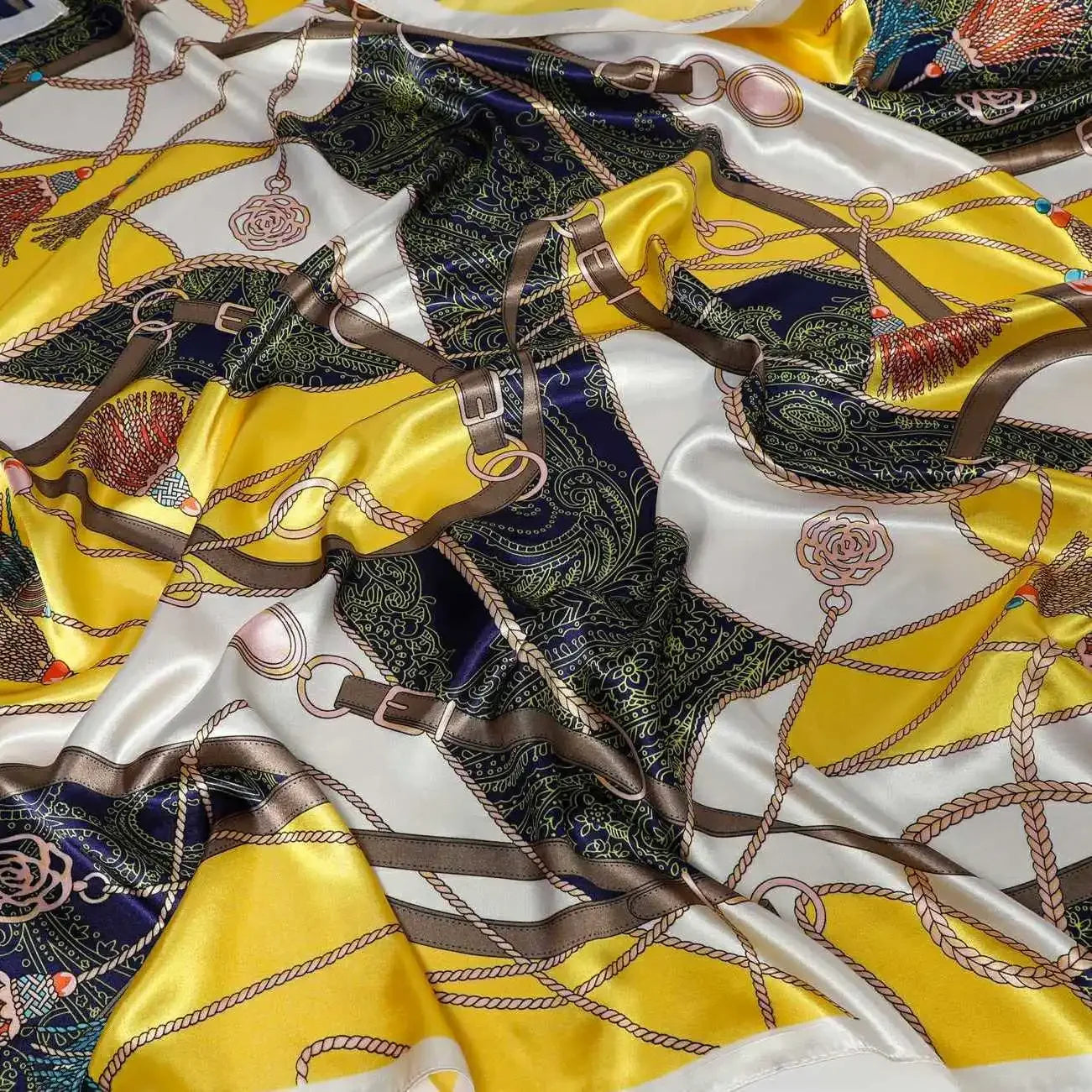 90*90cm Square Shawls and Wraps Floral Print Neck Scarf For Women Silk Satin Neck Scarfs For Ladies Bandana Head Scarves Female