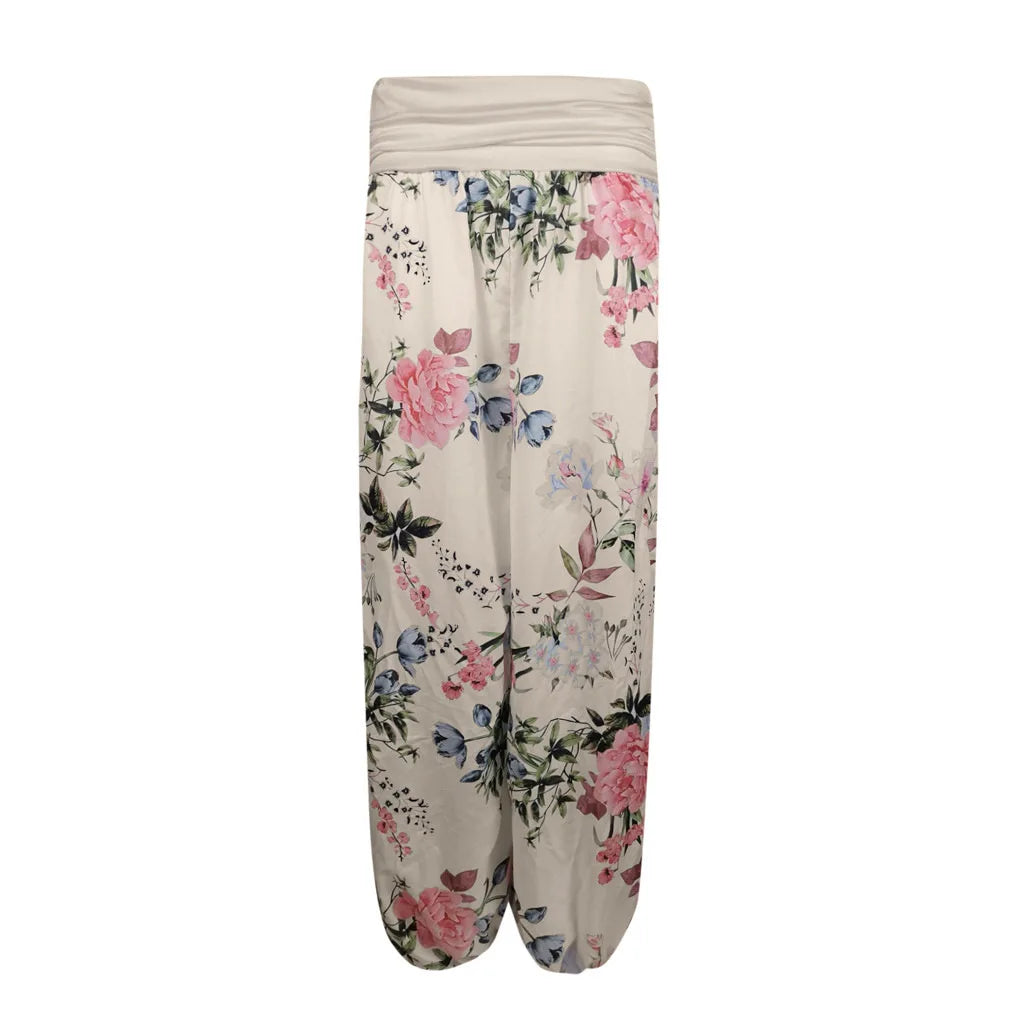 European and American women's clothing long style harem pants digital print long style wide leg pants casual pants plus size