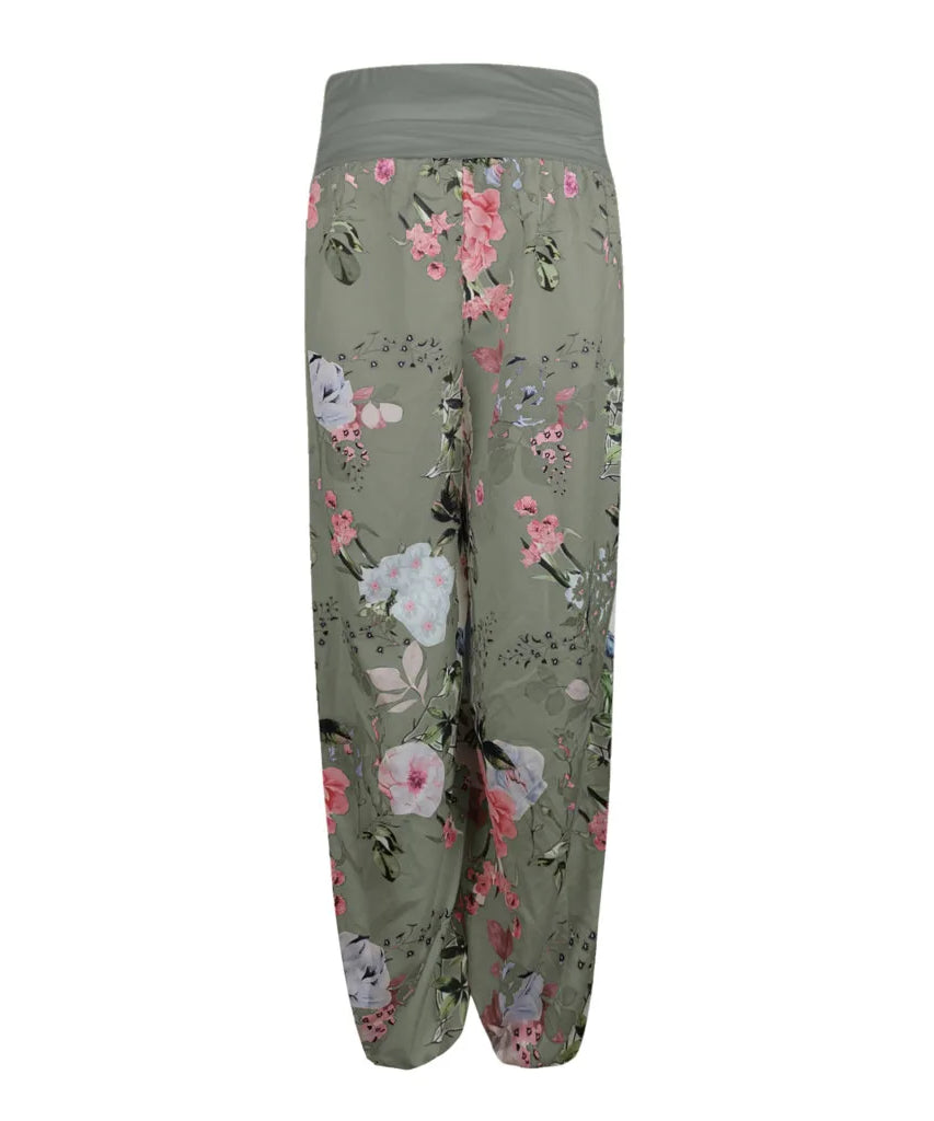 European and American women's clothing long style harem pants digital print long style wide leg pants casual pants plus size