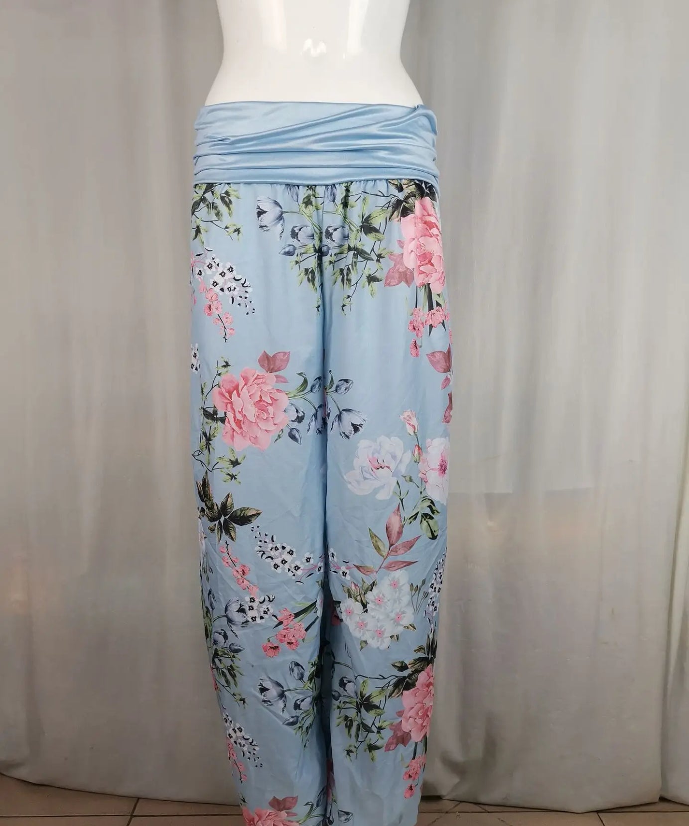 European and American women's clothing long style harem pants digital print long style wide leg pants casual pants plus size