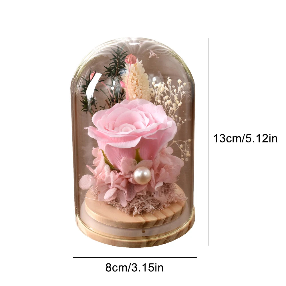 Eternal Rose Gifts for Women Preserved Forever Flowers Rose in Glass Dome Anniversary Valentine's Day Birthday Mother's Day Gift