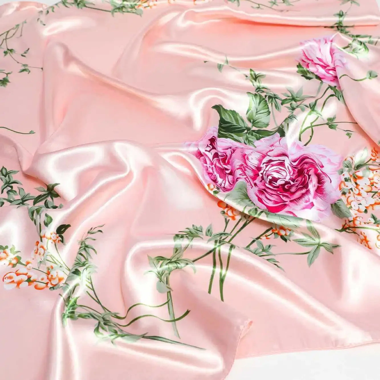 90*90cm Square Shawls and Wraps Floral Print Neck Scarf For Women Silk Satin Neck Scarfs For Ladies Bandana Head Scarves Female