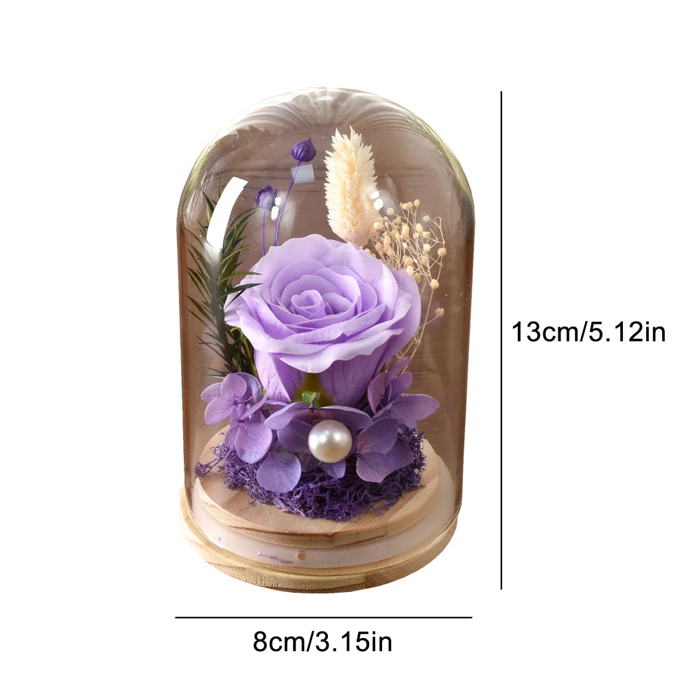Eternal Rose Gifts for Women Preserved Forever Flowers Rose in Glass Dome Anniversary Valentine's Day Birthday Mother's Day Gift