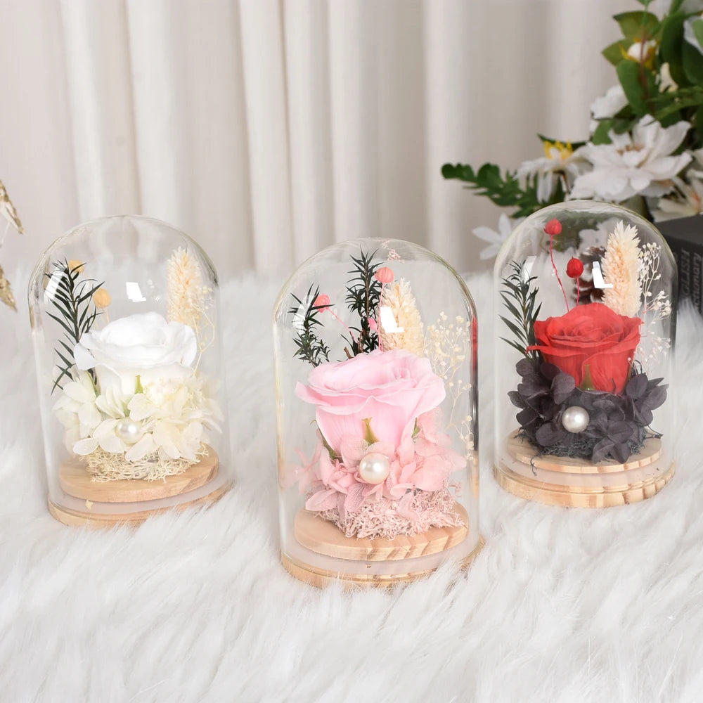 Eternal Rose Gifts for Women Preserved Forever Flowers Rose in Glass Dome Anniversary Valentine's Day Birthday Mother's Day Gift