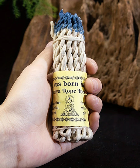 1 Bundle Handmade Traditional Nepal Rope Incense White Sage Cedar Aromatherapy Burning Rope Fragrance Yoga Meditation Sandalwood