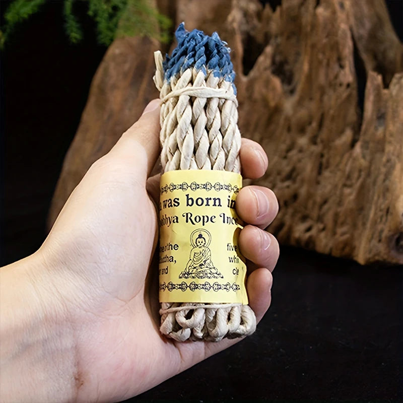 1 Bundle Handmade Traditional Nepal Rope Incense White Sage Cedar Aromatherapy Burning Rope Fragrance Yoga Meditation Sandalwood